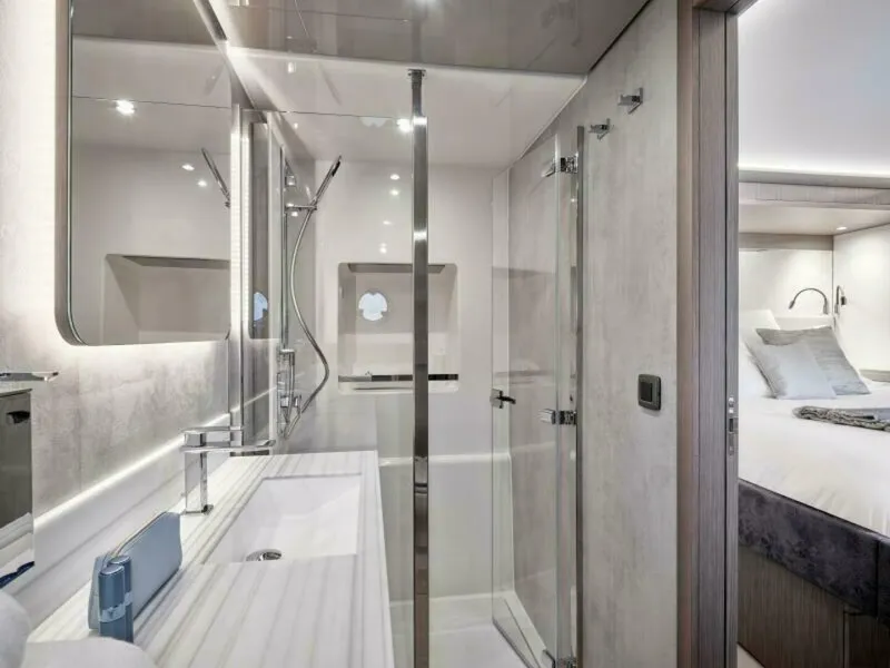 Slide: The Image of 2025 M8 65 Prestige M8 Multi-Hull Power Catamaran - Manufacturer Guest Stateroom Head - 5842736
