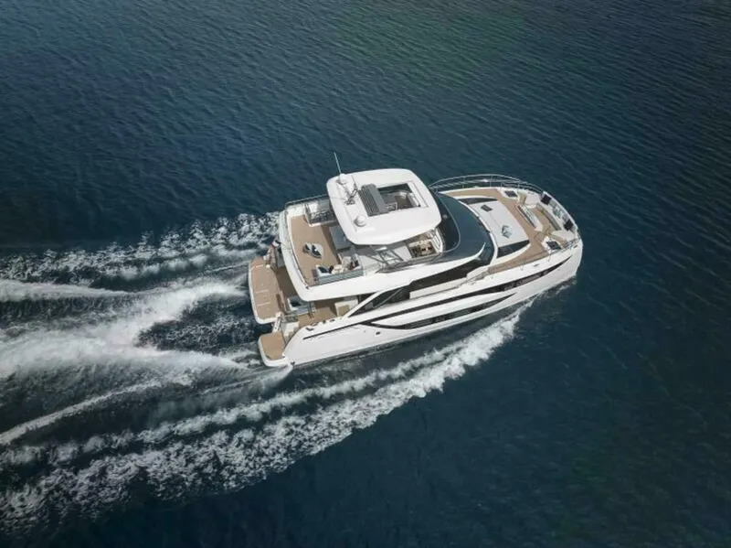 Slide: The Image of 2025 M8 65 Prestige M8 Multi-Hull Power Catamaran - Manufacturer Running Profile - 5842750
