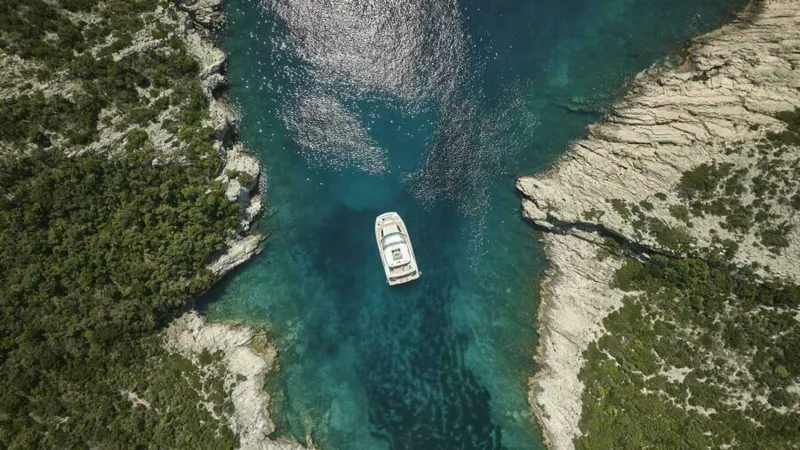 Slide: The Image of 2025 M8 65 Prestige M8 Multi-Hull Power Catamaran - Manufacturer Aerial Profile - 5842751