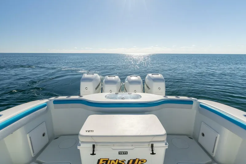 Slide: The Image of 2017 42 Yellowfin Offshore Fins Up Back Deck (3) - 5869962