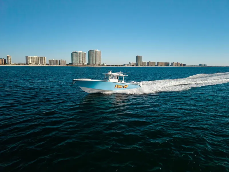 Slide: The Image of 2017 42 Yellowfin Offshore Fins Up Port Side - 5869971