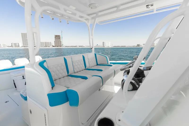 Slide: The Image of 2017 42 Yellowfin Offshore Fins Up Helm Seating - 5869955