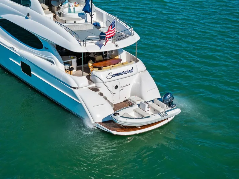 Slide: The Image of 2005 Lazzara Yachts 80 'Summerwind' - Profile Aerial Stern - 5856228