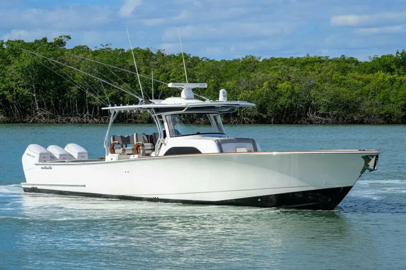 Slide: The Image of Valhalla 46 - Starboard Bow Profile 2022 Valhalla 46 Center Console - 5855457