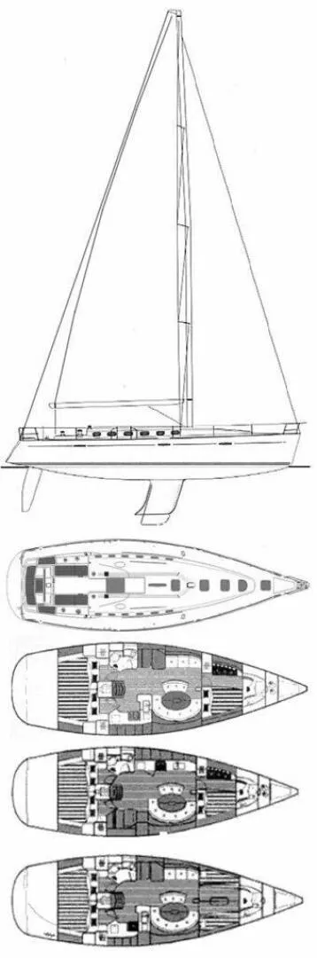 Slide: The Image of Beneteau First 47.7 Sailplan and Layout Drawings - 5857722