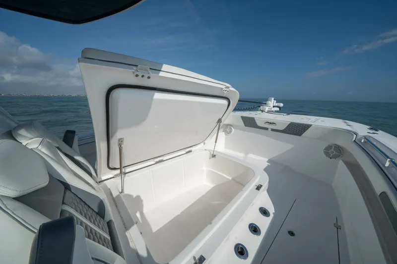 Slide: The Image of 2024 Invincible 33 Catamaran- KUHL BREEZE- Bow Seating Storage - 5862488