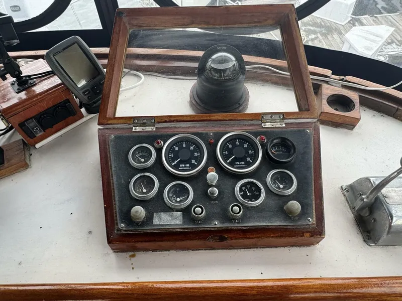 Slide: The Image of 44' Marine Trader Flybridge Helm Instrument Console - 5923425