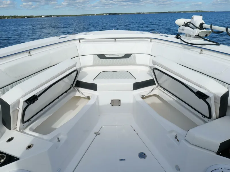 Slide: The Image of Blackfin 332 CC - Bow Seating Storage 2024 Blackfin 332 Center Console - 5889768
