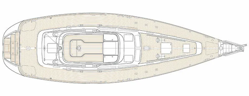 Slide: The Image of 1996 Hylas 46 - Deck Layout Deck layout drawing - 6001652