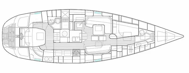 Slide: The Image of 1996 Hylas 46 - Interior Layout Interior layout drawing - 6001653