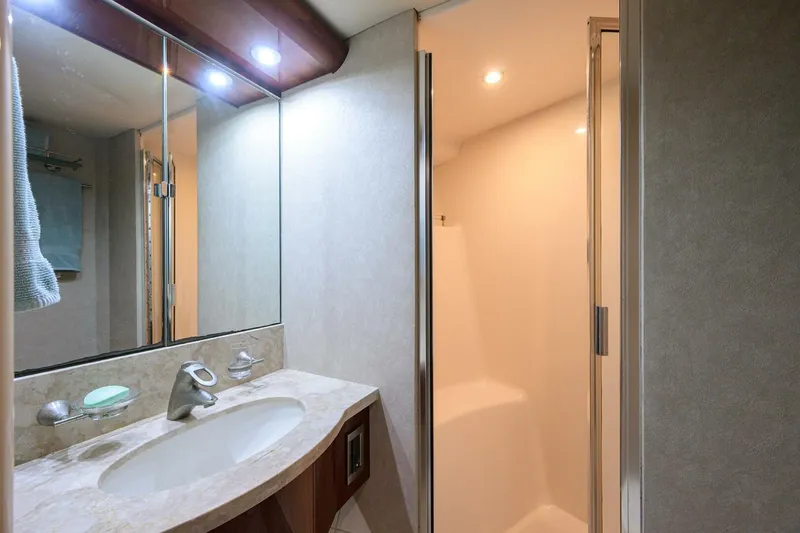 Slide: The Image of Lazzara 80 WILLYN - Forward Port Guest Head 2007 Lazzara 80 Flybridge Motoryacht WILLYN - 5962871