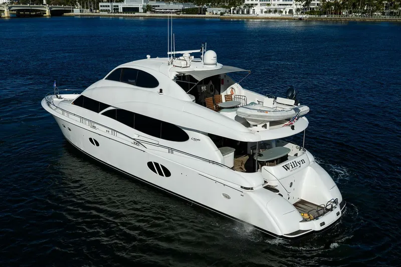 Slide: The Image of Lazzara 80 WILLYN - Aerial Port Profile 2007 Lazzara 80 Flybridge Motoryacht WILLYN - 5980990