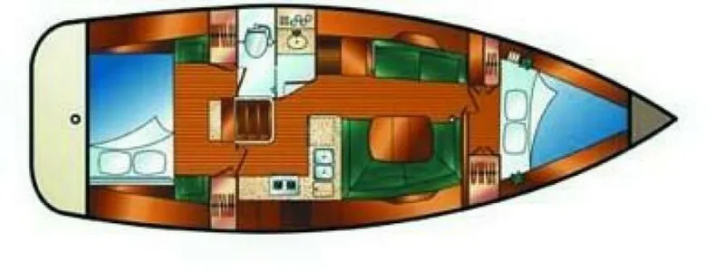Slide: The Image of 2008 Hunter 38 Two Cabins / One Head Layout - 5973239