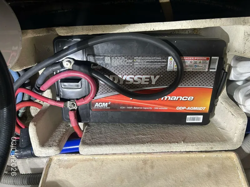 Slide: The Image of 42' Grand Banks starboard main engine start battery - 5973614