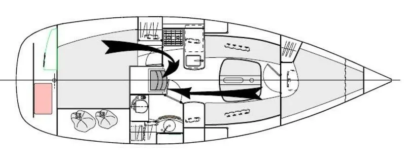 Slide: The Image of 2003 Beneteau Oceanis 311 - Layout Two cabins - One Head Layout Drawing - 5984056