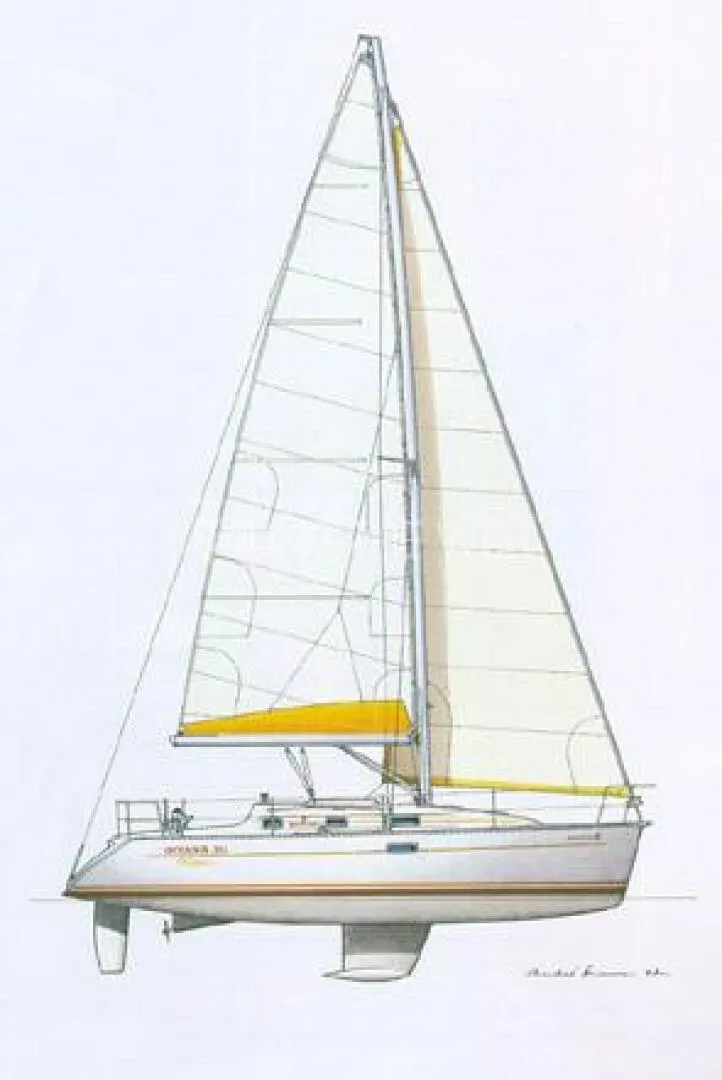 Slide: The Image of 2003 Beneteau Oceanis 311 - Sail Plan Sail plan drawing of the Beneteau Oceanis 311. - 5980139