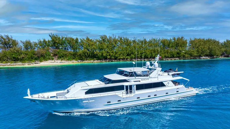 The Image of 111 ft Broward 1997/2022, Margate Margate, a 111' Broward Motor Yacht, showcases a major 2022 refit with upgraded systems, refreshed interiors, and enhanced performance—delivering turnkey reliability and luxury for serious cruising.  - 5996960