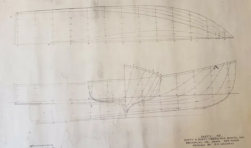 Slide: The Image of 1989 Duffy 35 Flybridge - Hull Drawings Original drawings - 6006276