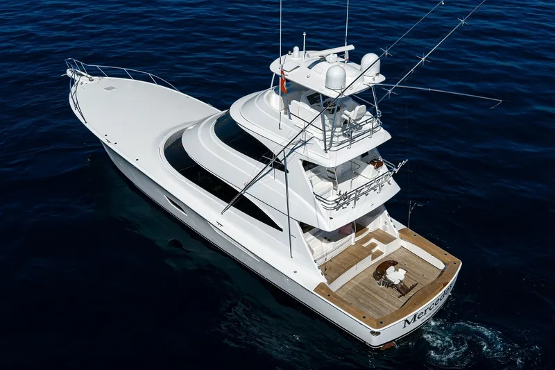 Slide: The Image of Viking 80 MERCEDES - Port Aft Aerial Profile 2023 Viking 80 Convertible MERCEDES - 7658278