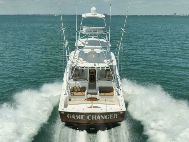 Slide: The Image of Viking 42 GAMECHANGER - Aft Aerial Running Shot 2015 Viking 42 Open GAMECHANGER - 7655097
