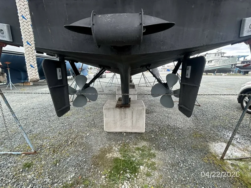 Slide: The Image of 49' DeFever hull bottom aft - 6062020