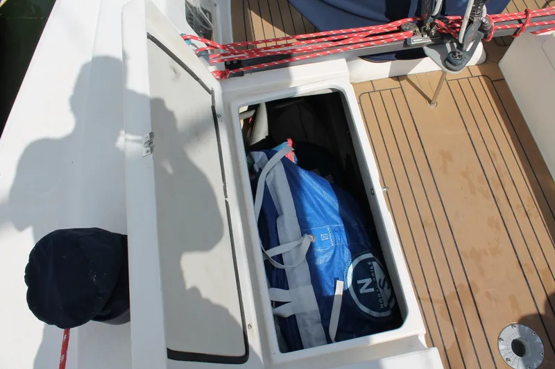Slide: The Image of J/109 Shoal Draft with Carbon Spars Sea Foam cockpit sole and cockpit locker - 6067201
