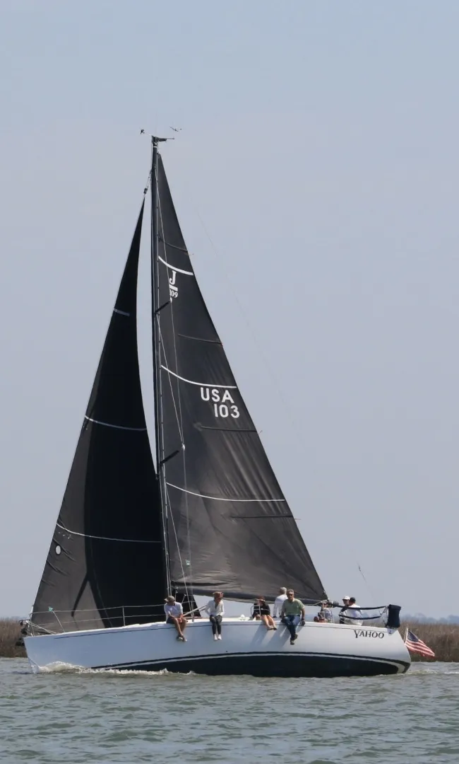 Slide: The Image of J/109 Shoal Draft with Carbon Spars Moored - 6067192