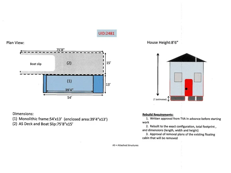 The Image of Custom 511-702/sqft Registered Floating Cabin Footprint 2019 - 6205573