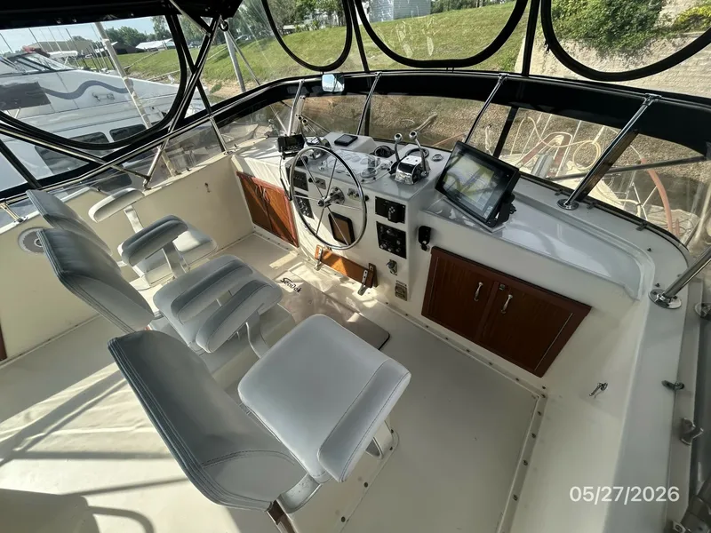 Slide: The Image of 42' Hatteras flybridge helm1 - 6248062