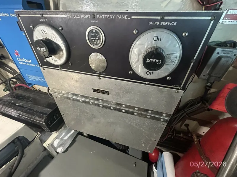 Slide: The Image of 42' Hatteras engine room port electrical panel - 6248056