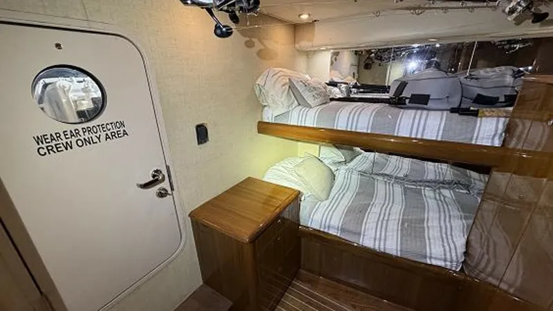 Slide: The Image of 2007 74 Viking 74 Enclosed Bridge Never Settle - Crew Quarters - 6312558