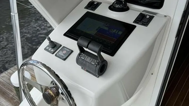 Slide: The Image of 2007 74 Viking 74 Enclosed Bridge Never Settle - Flybridge Cockpit Area Steering Station - 6312562