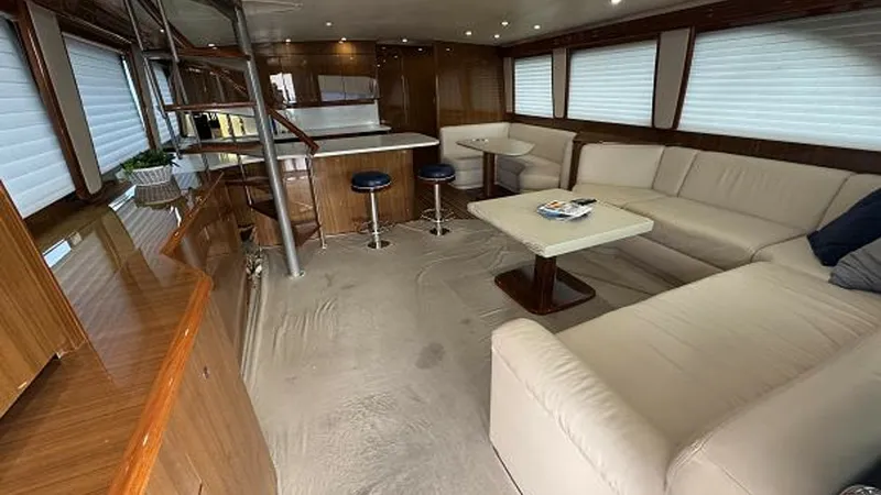 Slide: The Image of 2007 74 Viking 74 Enclosed Bridge Never Settle - Salon Area - 6312545