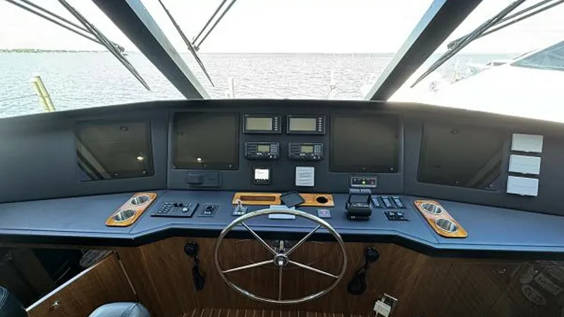 Slide: The Image of 2007 74 Viking 74 Enclosed Bridge Never Settle - Helm Console - 6312563