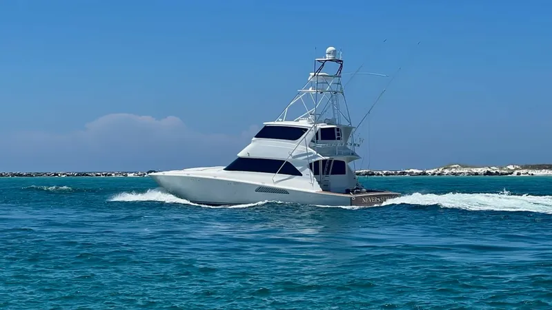 Slide: The Image of 2007 74 Viking 74 Enclosed Bridge Never Settle - Port Profile (4) - 6312590