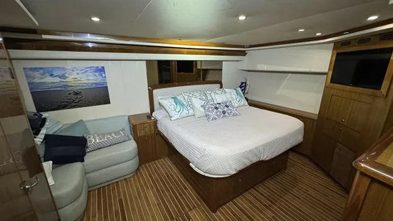 Slide: The Image of 2007 74 Viking 74 Enclosed Bridge Never Settle - Master Stateroom - 6312552