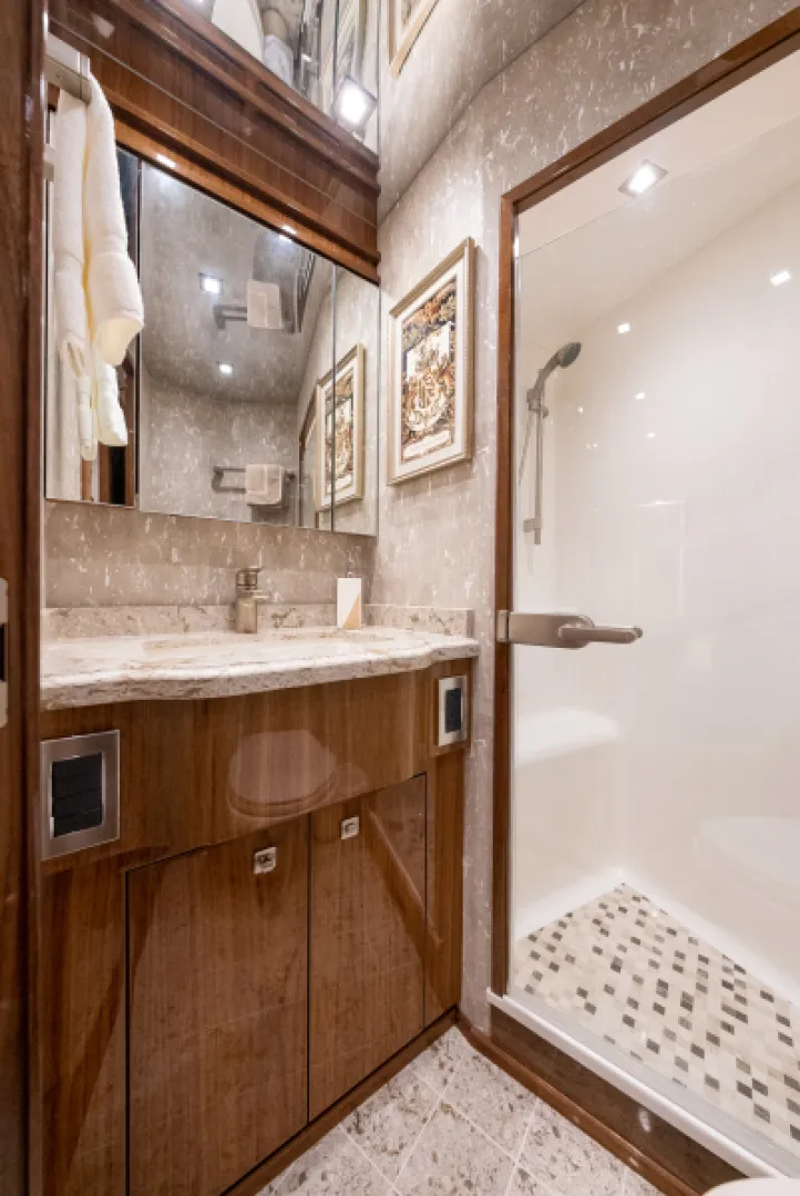 Slide: The Image of 2020 Viking 92 Skybridge Guest Stateroom Head - 7383285