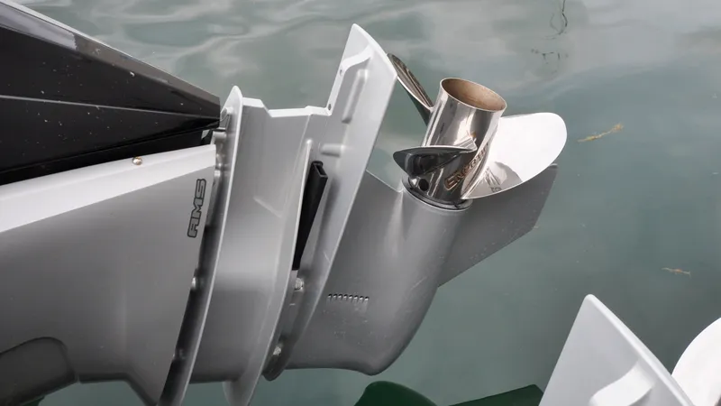 Slide: The Image of Axopar 37XC - Serenity Bound On Dock - Engines Lower Leg Prop - 6299612