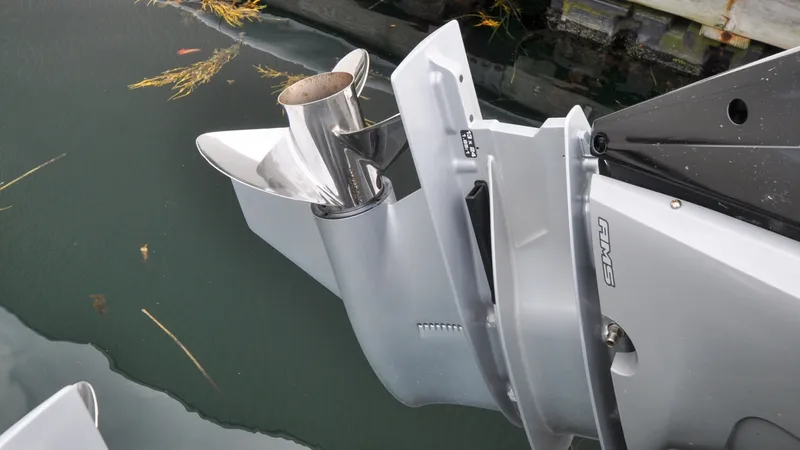 Slide: The Image of Axopar 37XC - Serenity Bound On Dock - Engines - Lower Leg Prop - 6299611