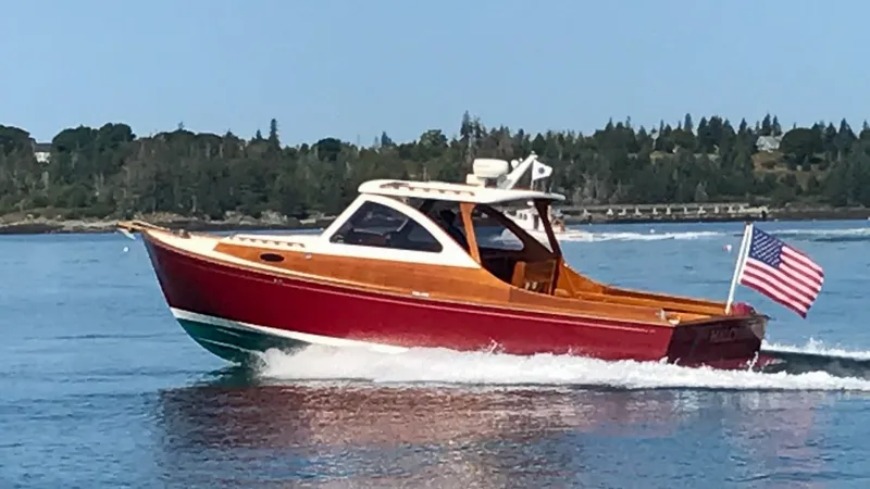 Slide: The Image of 2002 Lyman-Morse Monhegan 30 - Halcyone Halcyone on plane cruising around 20kts through the Fox Islands - 6306076