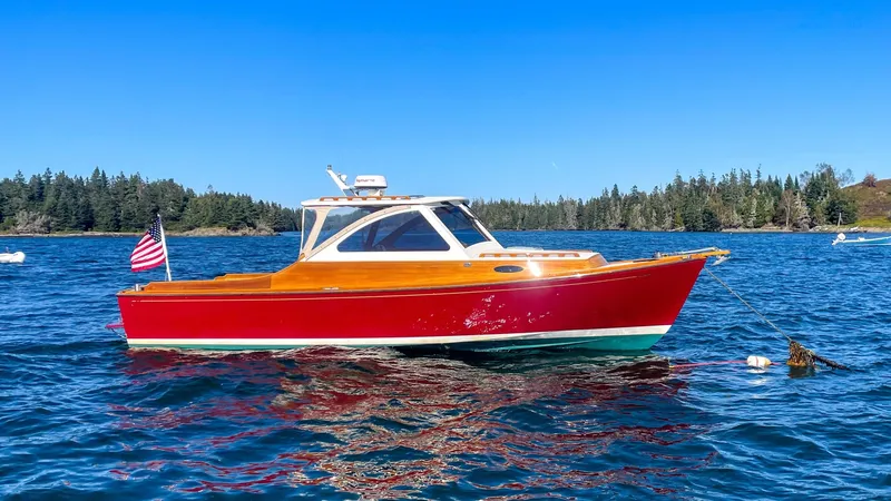 Slide: The Image of 2002 Lyman-Morse Monhegan 30 - Halcyone Halcyone at rest on the mooring, ready for the days adventure. - 6306055