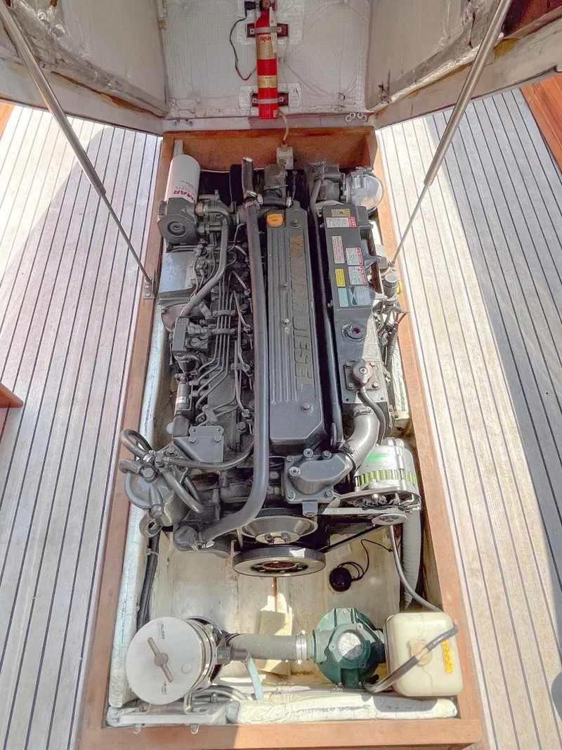 Slide: The Image of 2002 Lyman-Morse Monhegan 30 - Halcyone Yanmar 6LYA-STE diesel engine. Terrific deck level access for daily inspection and maintenance. - 6306069
