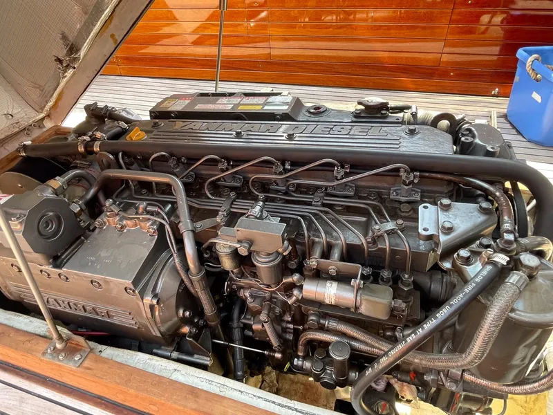Slide: The Image of 2002 Lyman-Morse Monhegan 30 - Halcyone Yanmar 6LYA-STE diesel engine. Terrific deck level access for daily inspection and maintenance. - 6306070