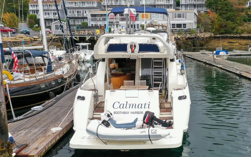 Slide: The Image of 1996 Azimut 54 | Calmati Azimut Cinquantaquattro 1996 yacht docked at Boothbay Harbor marina. - 6308517