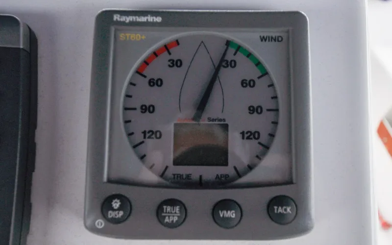 Slide: The Image of 1993 Catalina 42 | Kanga Raymarine ST60+ wind gauge on 1993 Catalina 42 sailboat dashboard. - 6318877