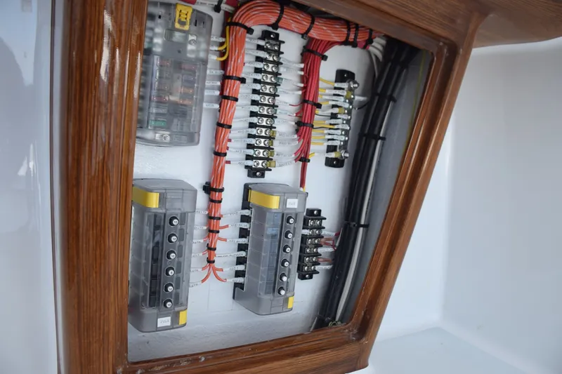 Slide: The Image of Beautiful Wiring To Breakers Behind Helm Console Door. - 6551378