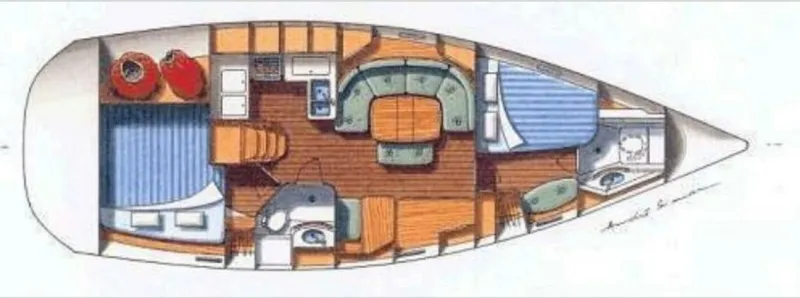 Slide: The Image of 2004 Beneteau Oceanis 393 Two Cabins / Two Heads Layout Drawing - 6552361