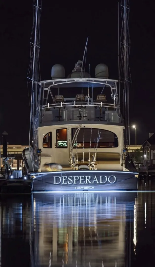 Slide: The Image of Viking 70 DESPERADO - Aft Profile at Night 2014 Viking 70 Convertible DESPERADO - 7589977