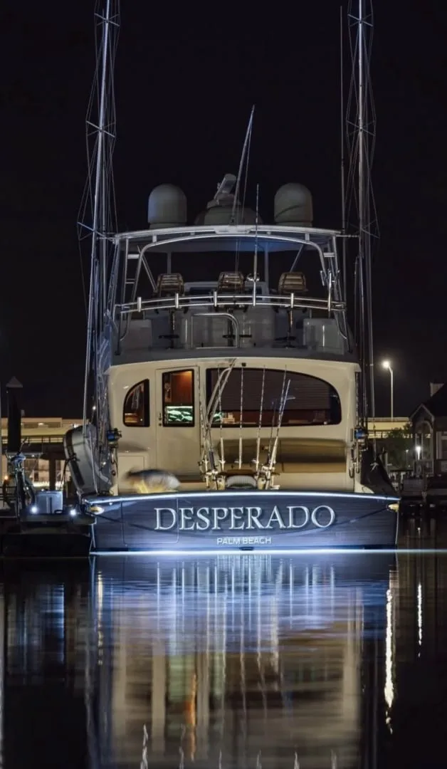 Slide: The Image of Viking 70 DESPERADO - Aft Profile at Night 2014 Viking 70 Convertible DESPERADO - 7649586