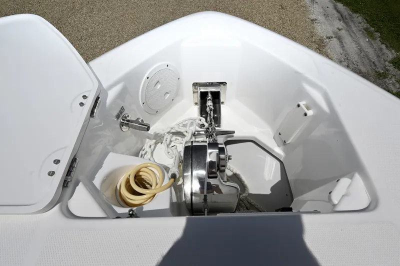 Slide: The Image of Windlass & Ground Tackle Lewmar windlass, Delta stainless anchor, chain and rode, raw water outlet. - 6788457